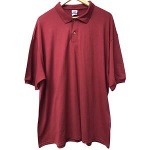 Hanes Shirt Mens 2XL Polo Solid Red